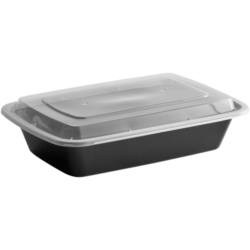 28 oz. Black Rectangular Microwavable Heavy Weight Container