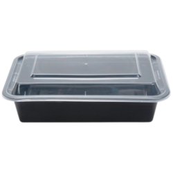 Black Rectangle  Microwavable Container 38oz-150