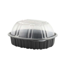 Black Microwavable Chicken Roaster Container with Lid 170/Case