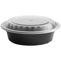 Round Black Microwavable Container 16oz (150/Pack)